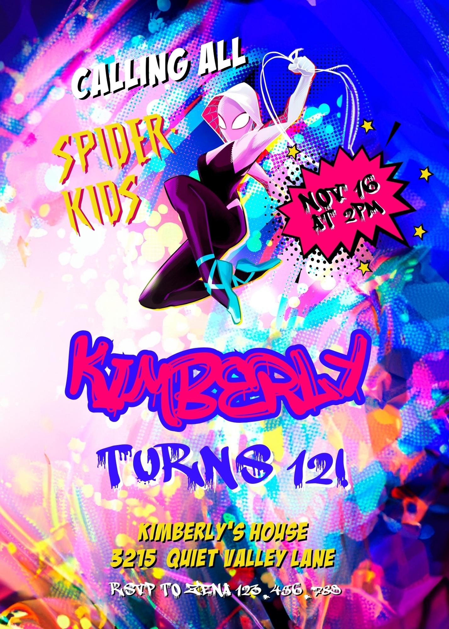 Spider Gwen Ghost Spidey customizable invitation template | Share or Print | girl | OP642