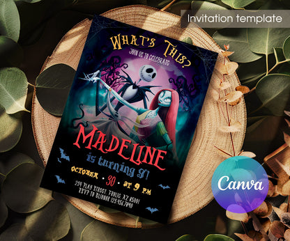 The Nightmare Before Christmas Halloween customizable invitation template | Share or Print | ZI191