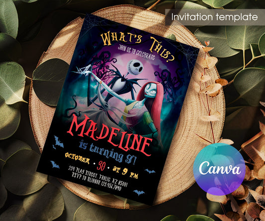 The Nightmare Before Christmas Halloween customizable invitation template | Share or Print | ZI191