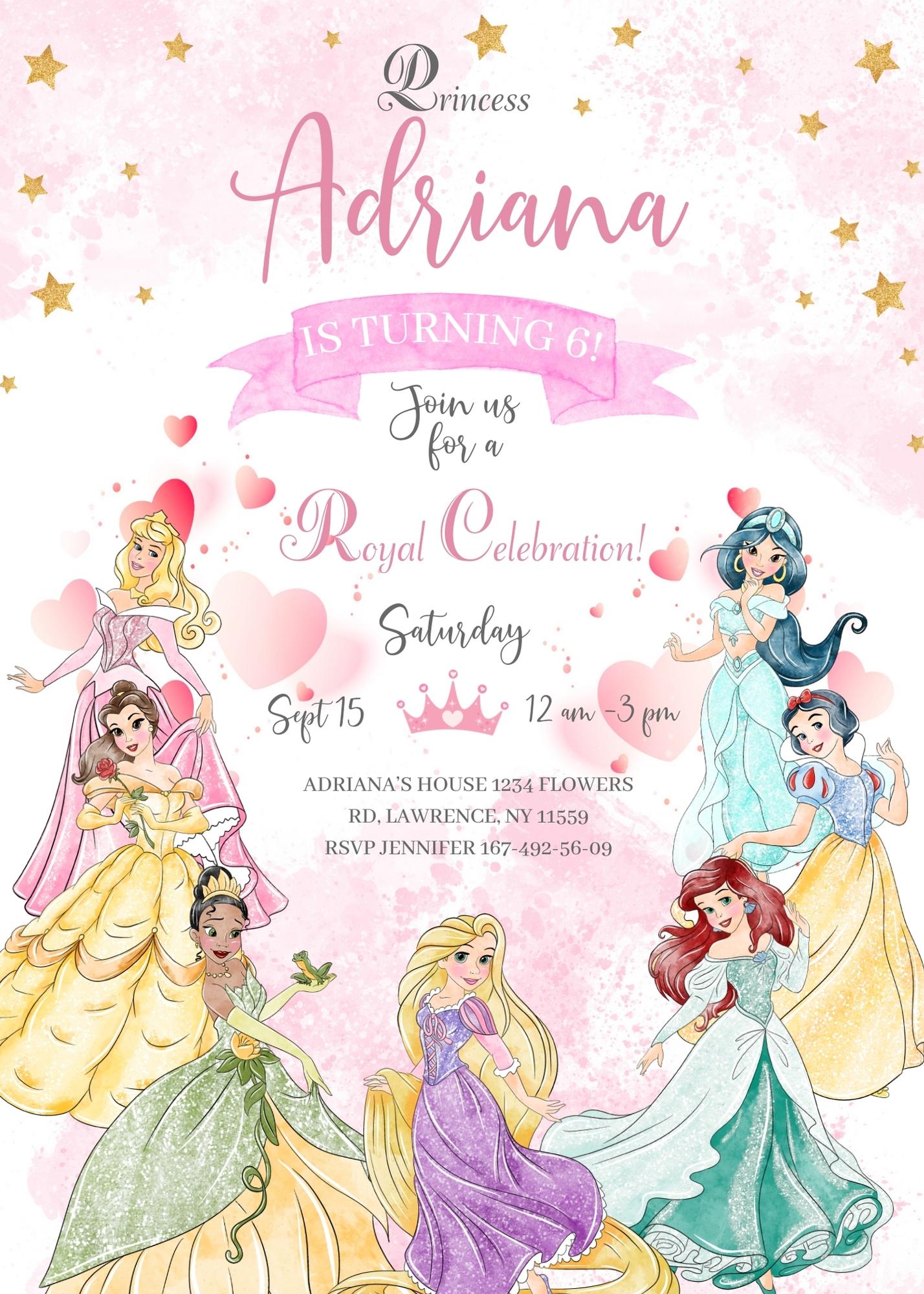 Disney Princess customizable invitation template | Share or Print | girl | FF198