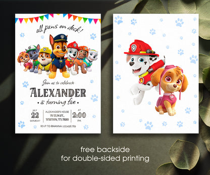 PAW Patrol customizable invitation template | Share or Print | SN149