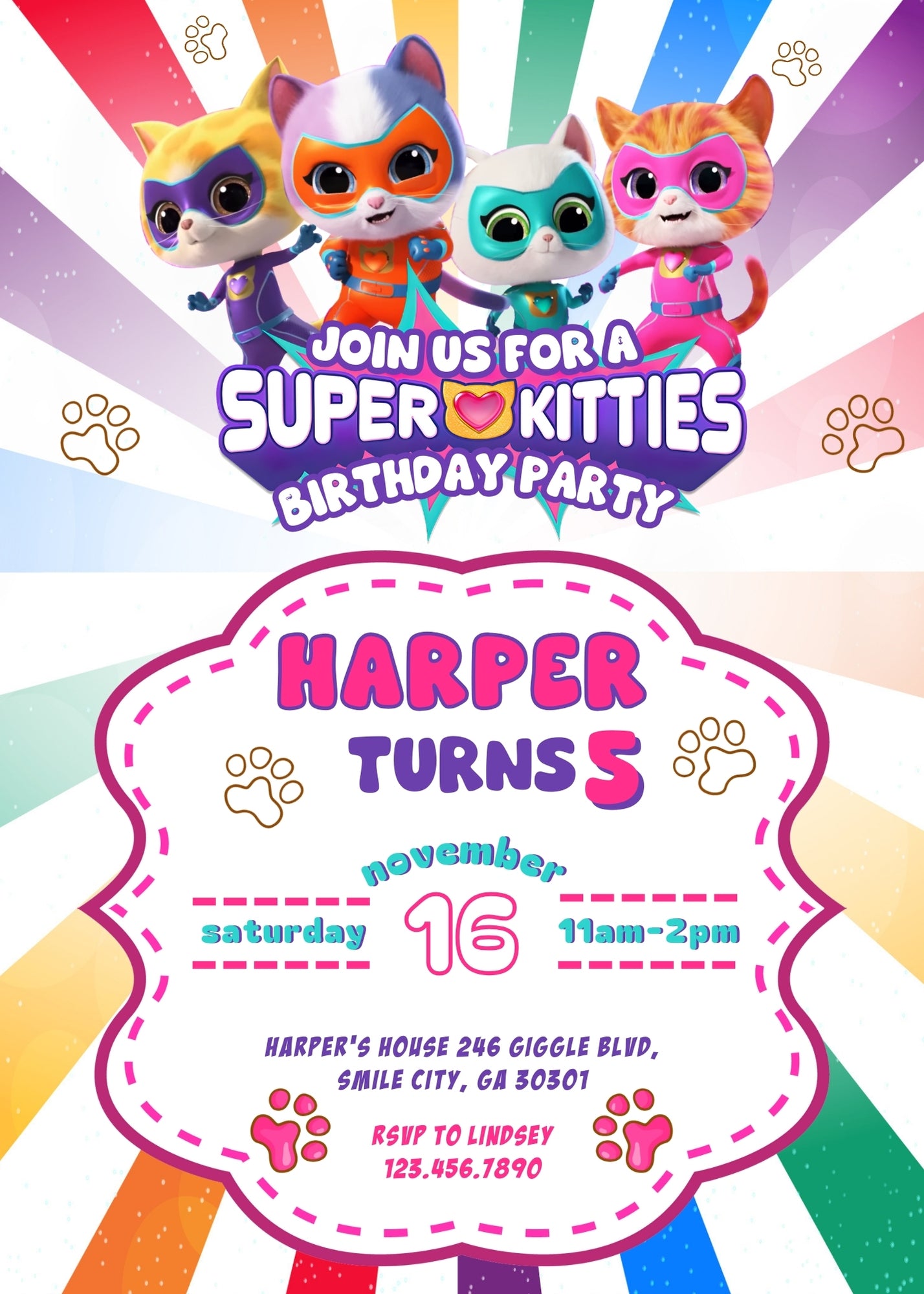 SuperKitties customizable invitation template | Share or Print | SU936