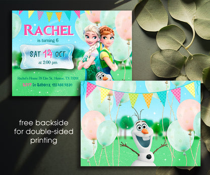 Frozen Elsa customizable invitation template | Share or Print | girl | CR425