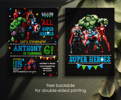 Avengers Marvel Superhero customizable invitation template | Share or Print | boy | FQ882