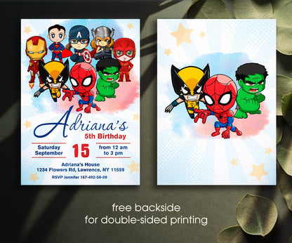 Avengers Marvel Superhero customizable invitation template | Share or Print | boy | XZ967