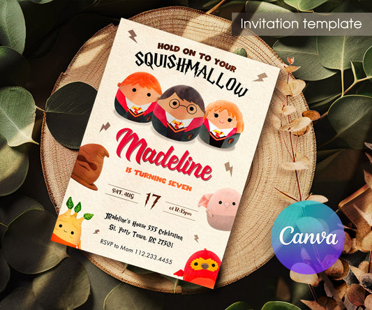 Squishmallows Harry Potter customizable invitation template | Share or Print | NV595