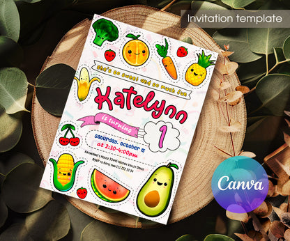 Hey Bear Sensory Dancing Fruits customizable invitation template | Share or Print | PW114