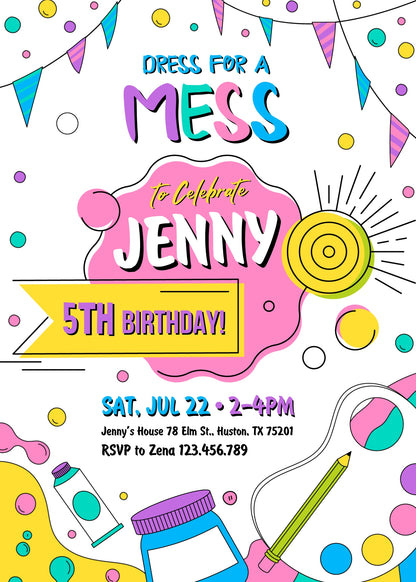 Art Party customizable invitation template | Share or Print | girl | PI739