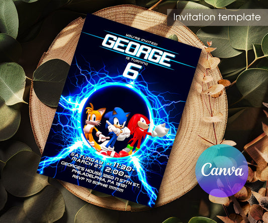 Sonic the Hedgehog customizable invitation template | Share or Print | SM088