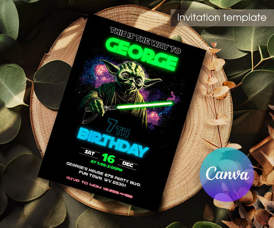 Star Wars Yoda customizable invitation template | Share or Print | OK965