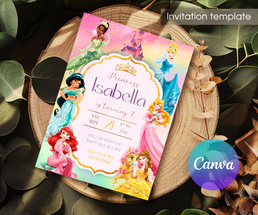 Disney Princess customizable invitation template | Share or Print | girl | VA497