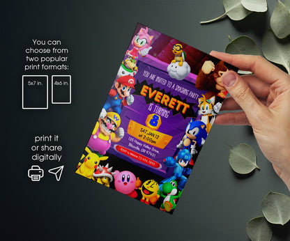 Super Smash Mario Bros customizable invitation template | Share or Print | SD802