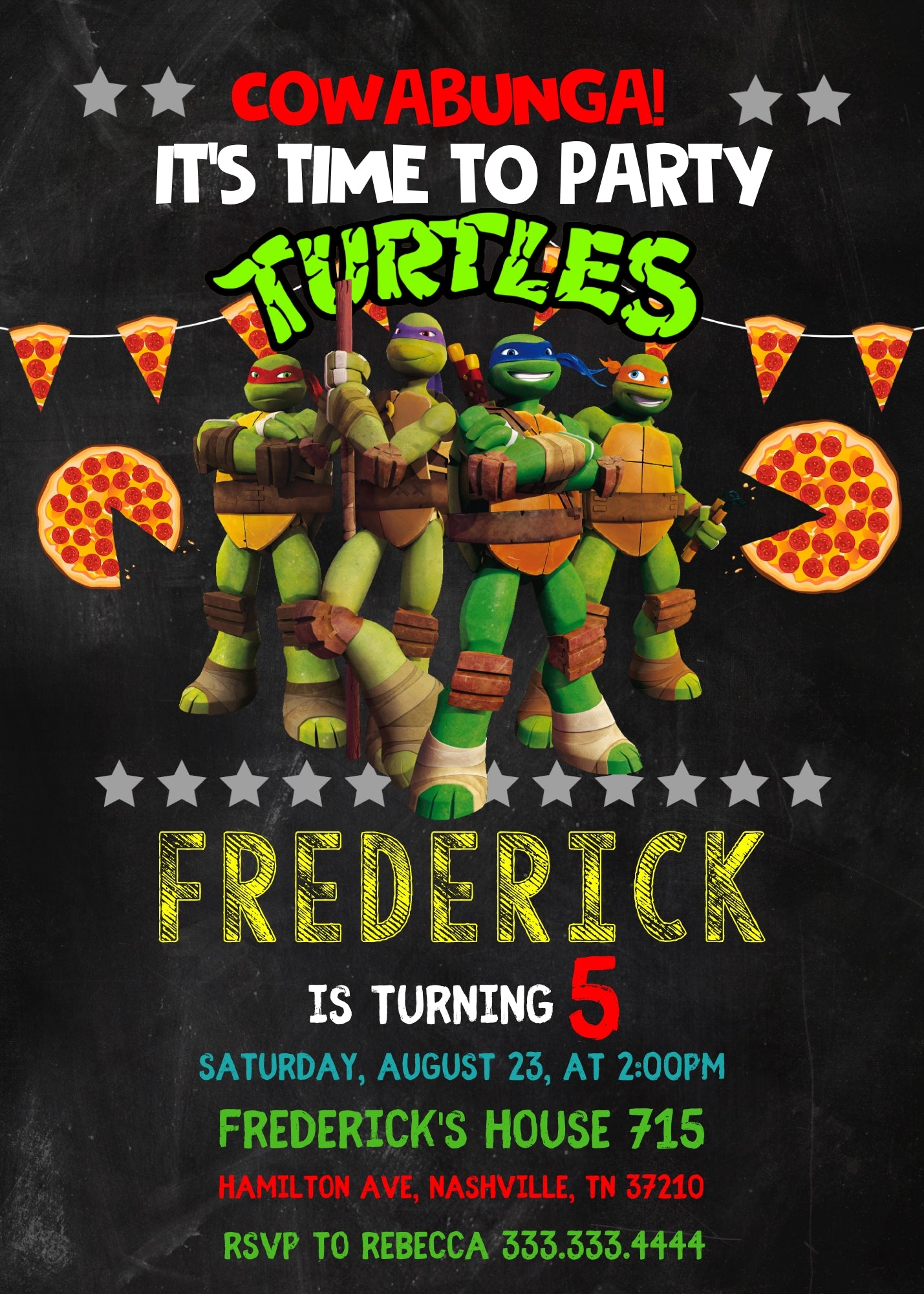 Teenage Mutant Ninja Turtles customizable invitation template | Share or Print | boy | NT817