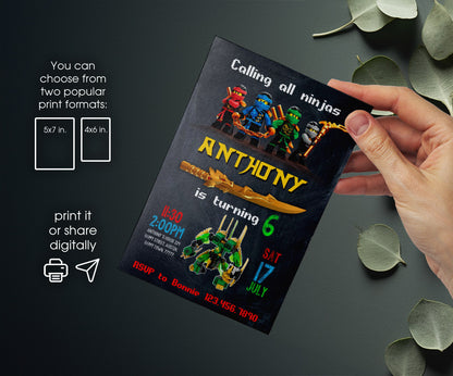 Ninjago Minifigures Lego customizable invitation template | Share or Print | XL231