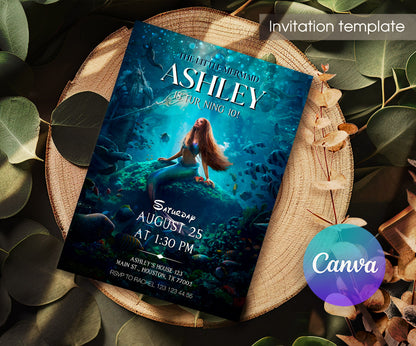 The Little Mermaid Ariel customizable invitation template | Share or Print | girl | XR270