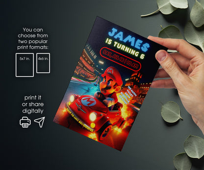 Mario Kart Gamer customizable invitation template | Share or Print | boy | LV232