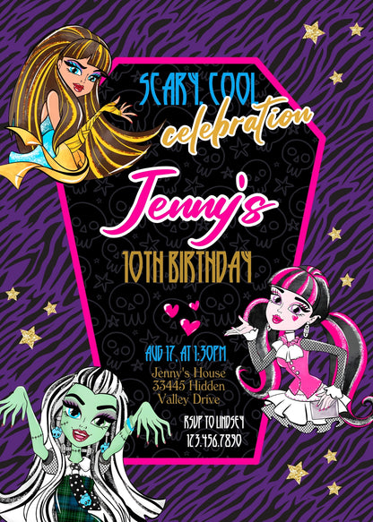 Monster High customizable invitation template | Share or Print | girl | RU211