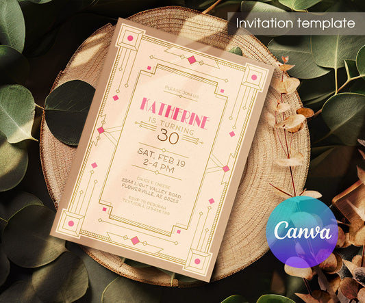 The Great Gatsby Art Deco customizable invitation template | Share or Print | VI842