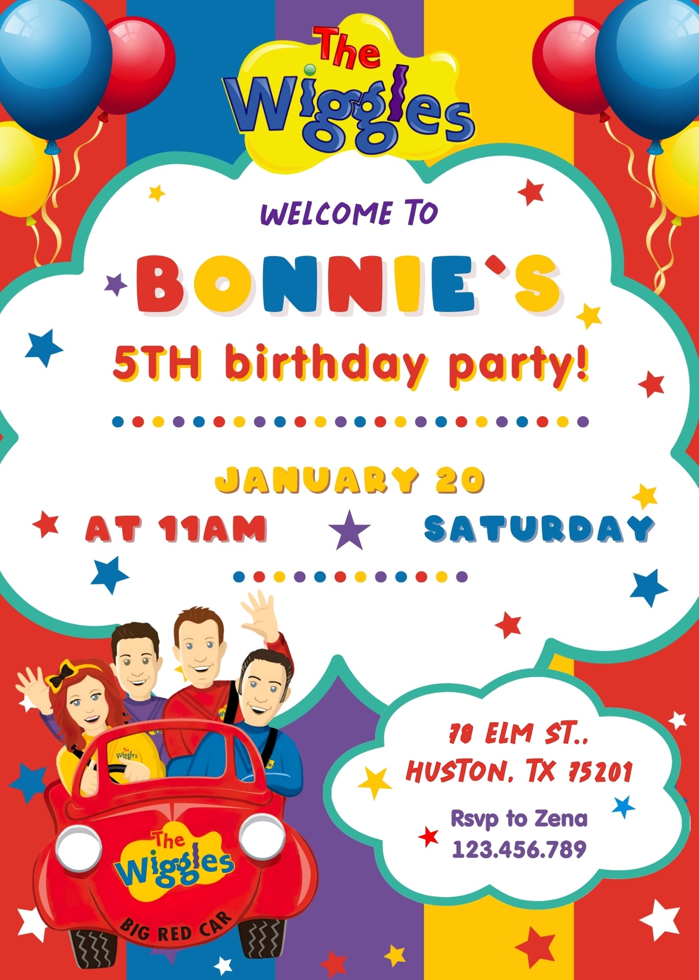 Wiggles One Finger One Thumb customizable invitation template | Share or Print | TO931