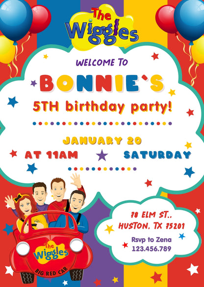 Wiggles One Finger One Thumb customizable invitation template | Share or Print | TO931