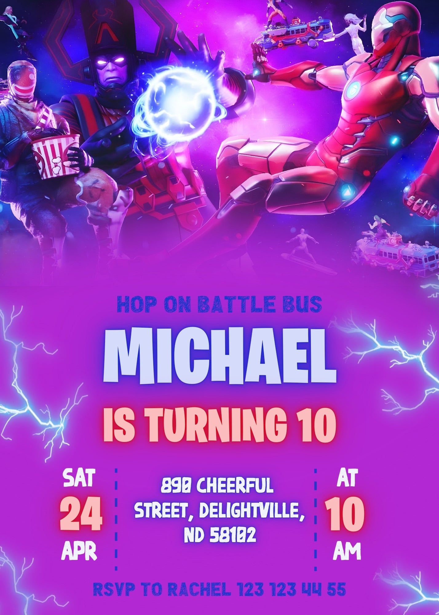 Fortnite Gamer customizable invitation template | Share or Print | boy | JY318