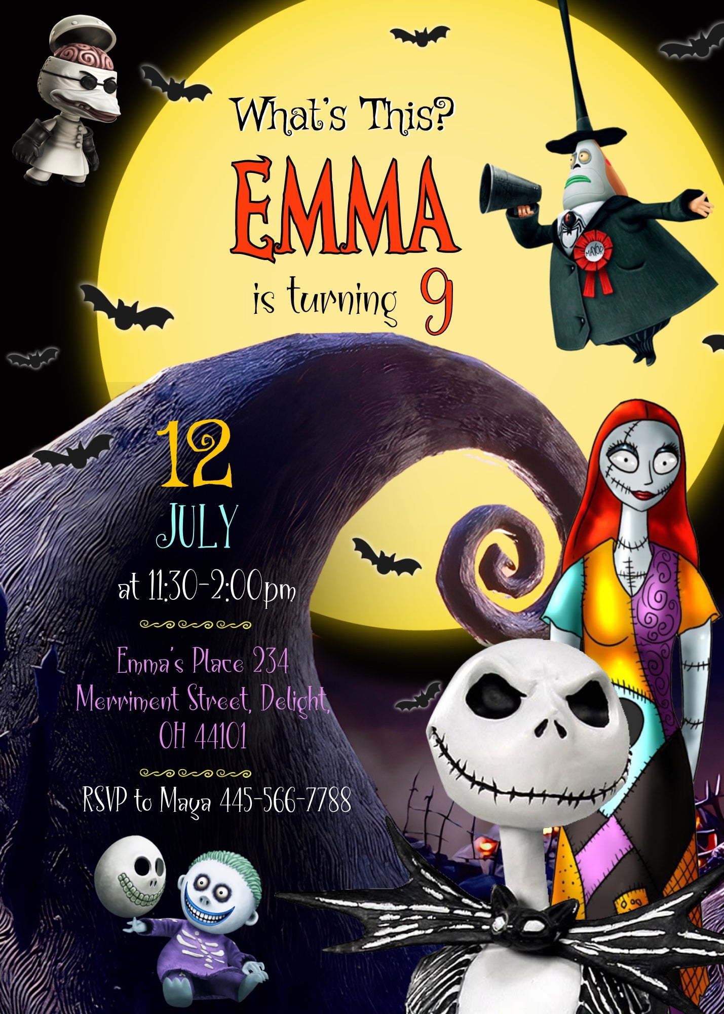 The Nightmare Before Christmas Halloween customizable invitation template | Share or Print | DK404