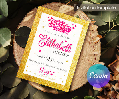 Barbie Pink customizable invitation template | Share or Print | girl | AX085