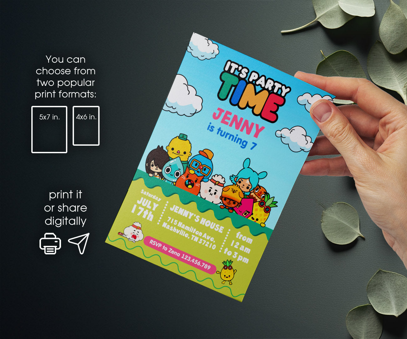 Toca Boca World Gamer customizable invitation template | Share or Print | RL719