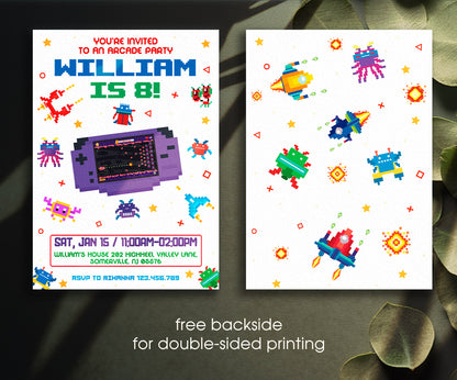 Arcade Gamer customizable invitation template | Share or Print | XW303