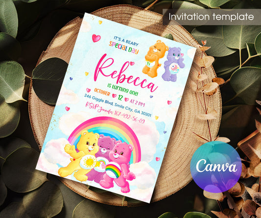 Care Bears customizable invitation template | Share or Print | KD440