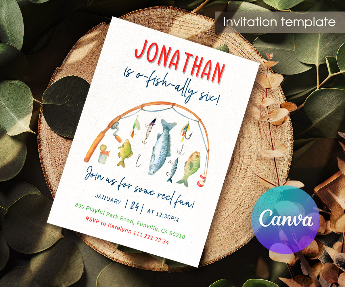 Fishing O-Fish-Ally customizable invitation template | Share or Print | QX520