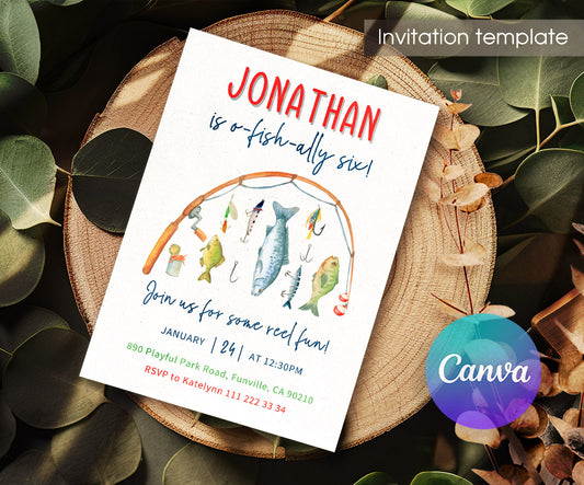 Fishing O-Fish-Ally customizable invitation template | Share or Print | QX520