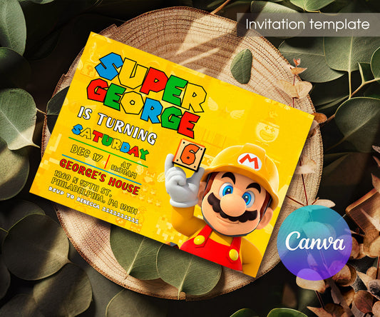 Super Mario Bros customizable invitation template | Share or Print | SM264