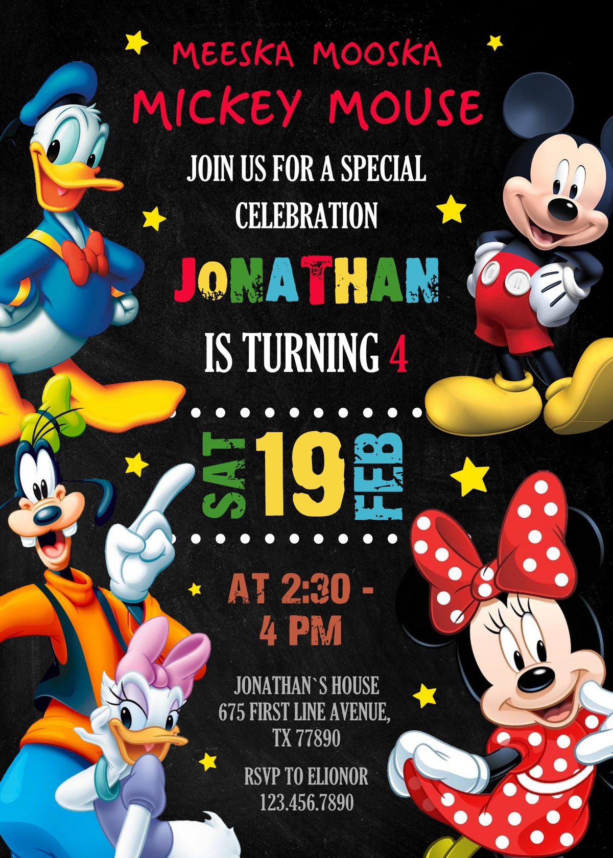Mickey Mouse and Friends customizable invitation template | Share or Print | BU336
