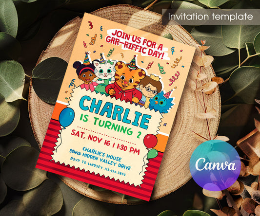 Daniel Tiger's Neighborhood customizable invitation template | Share or Print | RV628