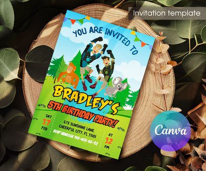 Wild Kratts Creature Hero customizable invitation template | Share or Print | TZ234