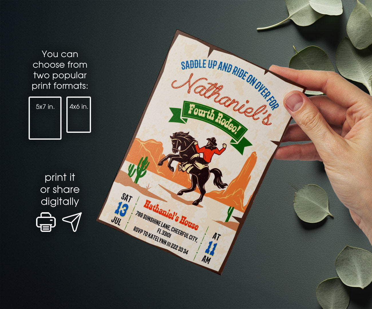 Cowboy Rodeo customizable invitation template | Share or Print | boy | AX931
