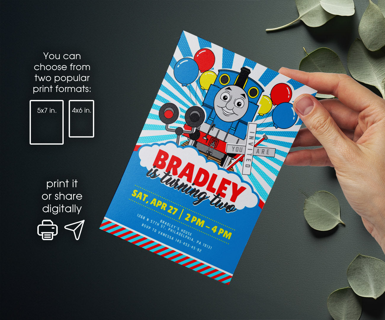 Thomas Train & Friends customizable invitation template | Share or Print | HS125