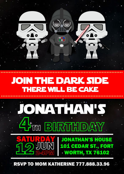 Star Wars Darth Vader customizable invitation template | Share or Print | boy | ZA035