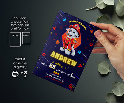 PAW Patrol customizable invitation template | Share or Print | WG207