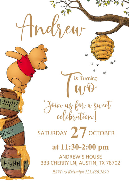 Winnie the Pooh customizable invitation template | Share or Print | GB097