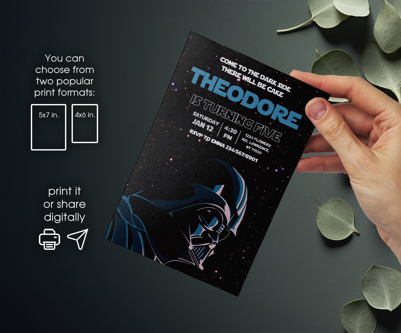 Star Wars Darth Vader customizable invitation template | Share or Print | boy | ZR249