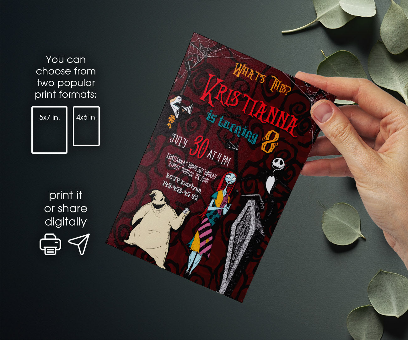 The Nightmare Before Christmas Halloween customizable invitation template | Share or Print | PR854