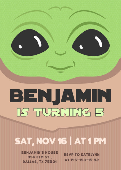 Baby Yoda Grogu Star Wars Mandalorian customizable invitation template | Share or Print | boy | CX551