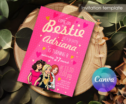 Barbie Pink customizable invitation template | Share or Print | girl | WT755