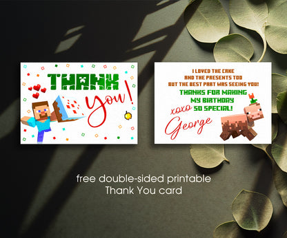 Minecraft Gamer customizable invitation template | Share or Print | WS410