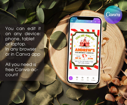 Circus Carnival customizable invitation template | Share or Print | JZ022