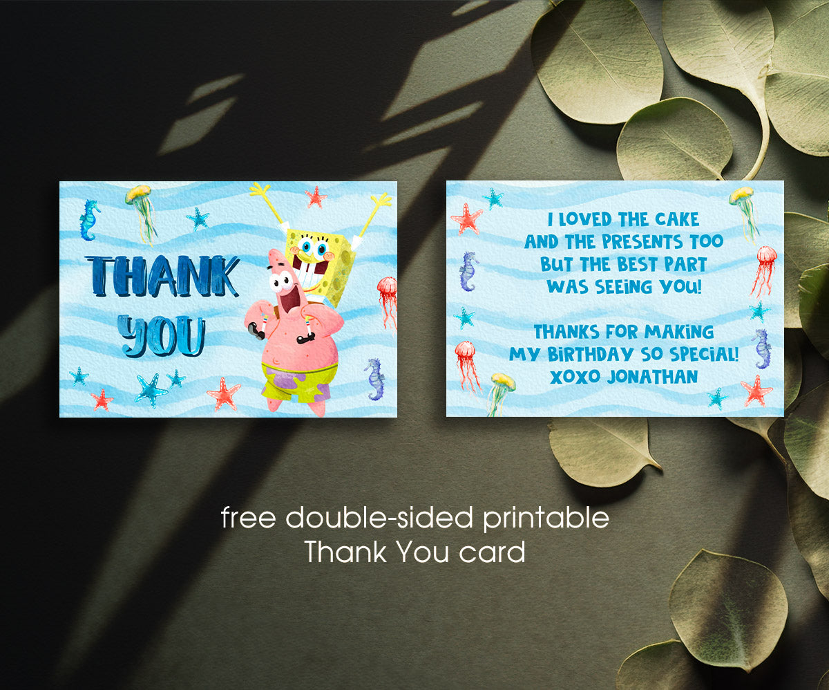 SpongeBob SquarePant customizable invitation template | Share or Print | OW678