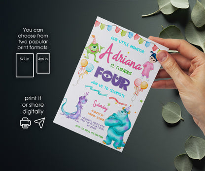 Monsters, Inc. customizable invitation template | Share or Print | SP012