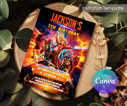 Guardians of The Galaxy Superhero customizable invitation template | Share or Print | boy | AJ087